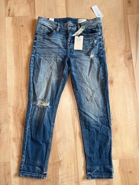 Cosmic Blue Love Adrianne Distressed Boyfriend Jean, Size 30
